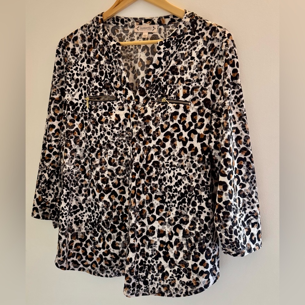 Nanette Lepore Black and Brown 3/4 Sleeve Blouse